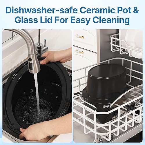 Miniatura 7 de Olla de cocción lenta programable con tapa de bloqueo, multicocina portátil para familia y reuniones, calentador de alimentos de 8.5 cuartos de