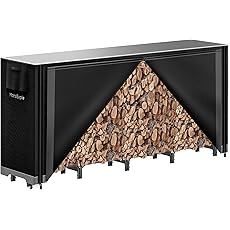Metal Firewood Rack Outdoor with Cover 4.7 x 2.3 x 4.7 feet Anthracite | Heavy Duty Logs Holder | Fireplace Wood Storage Rack with Weather Protection half Cord