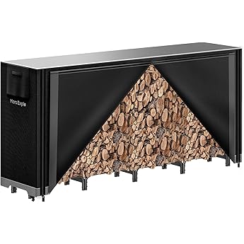 Metal Firewood Rack Outdoor with Cover 4.7 x 2.3 x 4.7 feet Anthracite | Heavy Duty Logs Holder | Fireplace Wood Storage Rack with Weather Protection half Cord