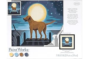 Paint by Number on Board - Moonrise Dog Animal - Dimensions PaintWorks