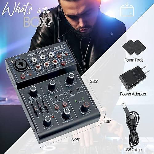 Miniatura 7 de Pyle Mezclador de audio profesional inalámbrico para DJ, controlador de DJ Bluetooth de 3 canales, mezclador de sonido con interfaz de audio USB,