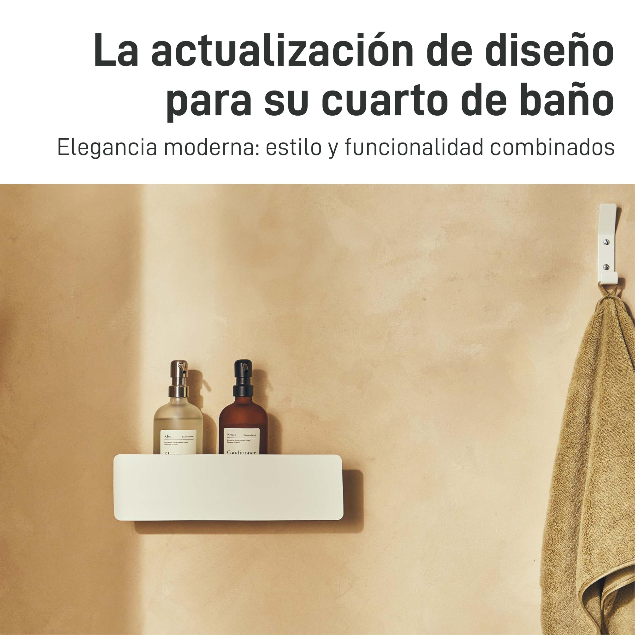 Natural Goods Berlin KLEAN Estante de Ducha | Montaje Sencillo en Pared | Estantería Ducha de Metal en Blanco | Balda Ducha ideal para Baño como Cesta para Champú, Gel de Ducha y Afeitadoras