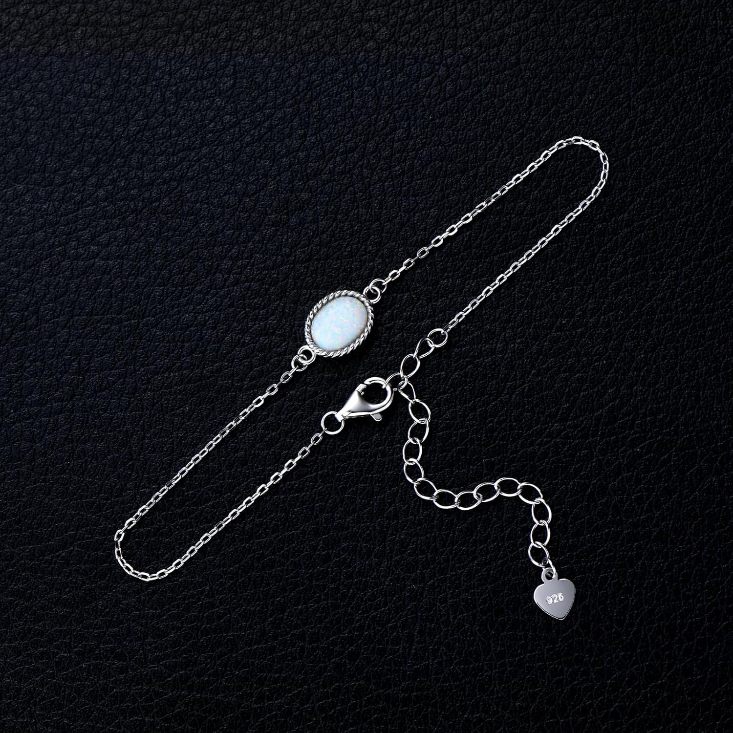 YUNKAI 925 Sterling Silver Opal Bracelet, Adjustable Pear/Round/Oval Cut Opal Link Bracelet for Women, October Birthstone Jewelry Gifts for Her Birthday Christmas - Image 4