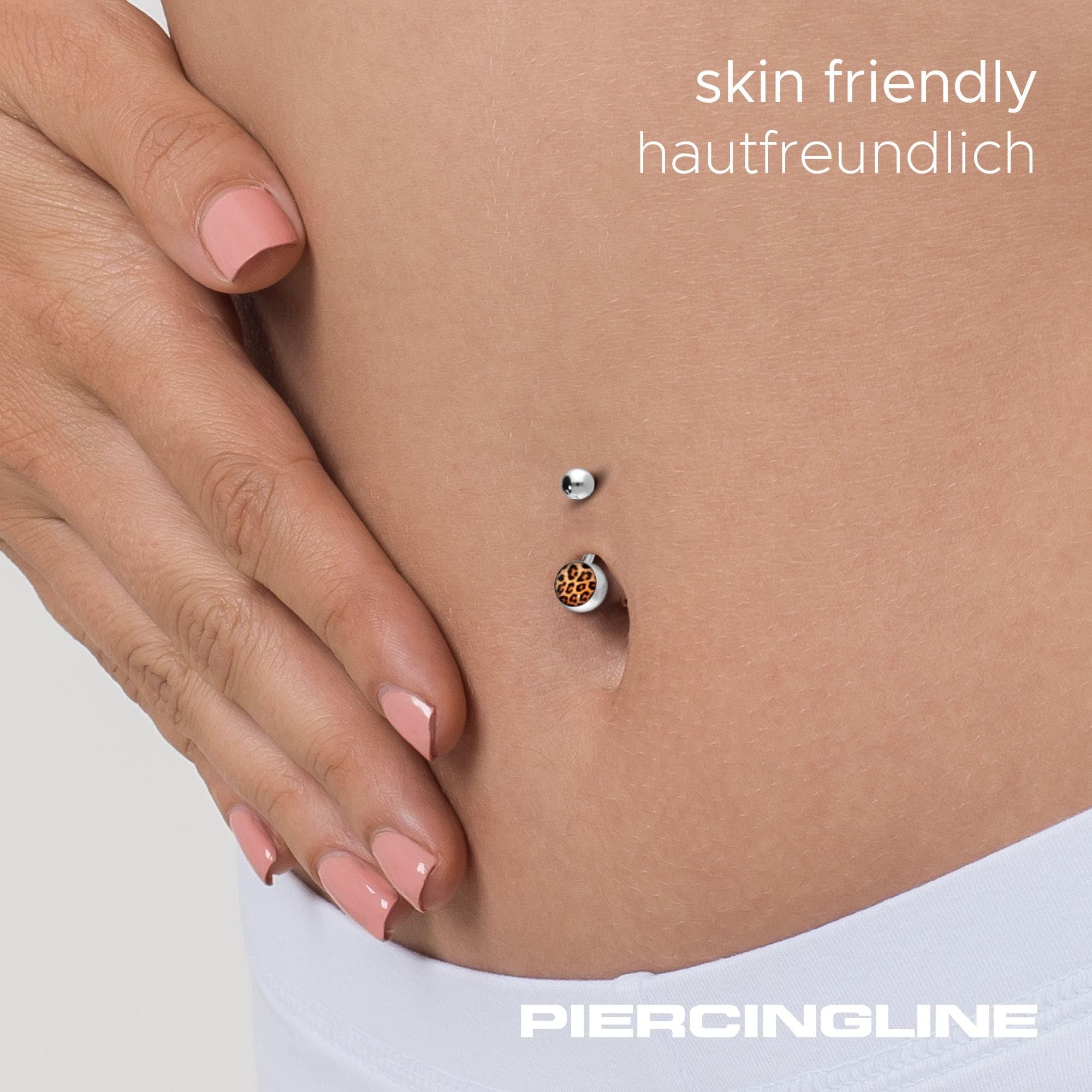 PIERCINGLINE Chirurgenstahl Bauchnabelpiercing Bananabell LEO Print Leopardenmuster Farbauswahl