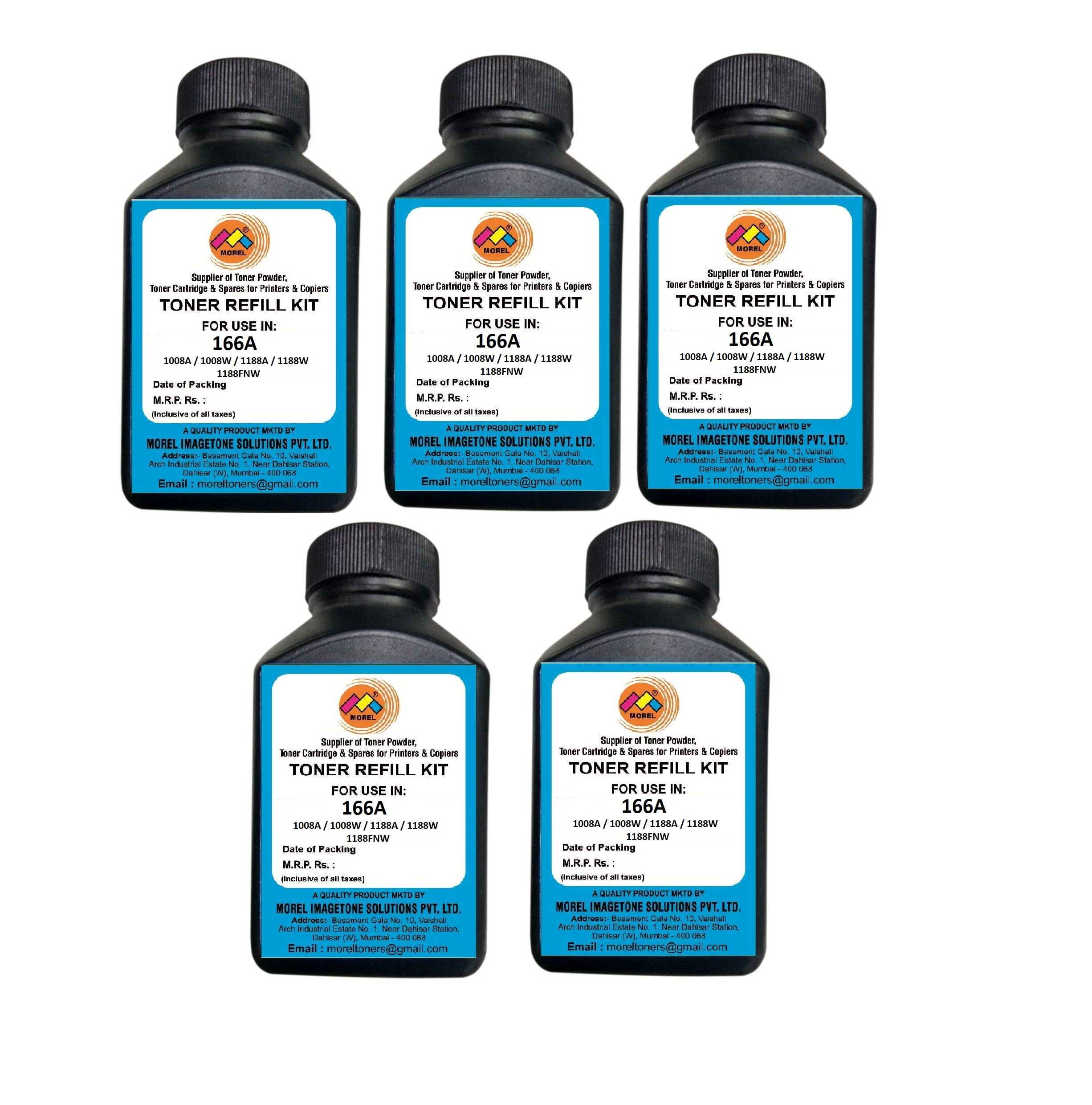 morel 166A Toner Powder (80 GM) for HP Black Laserjet 1008A / 1008W / 1188A / 1188W / 1188FNW Printers (Pack 5)-image-11