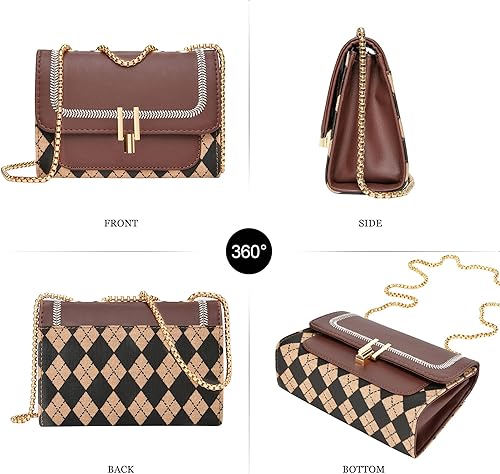 Miniatura 5 de UTOTEBAG Bolsos cruzados para mujer, bolso pequeño de piel sintética, bolso de hombro de moda, bolso de noche con correa de cadena