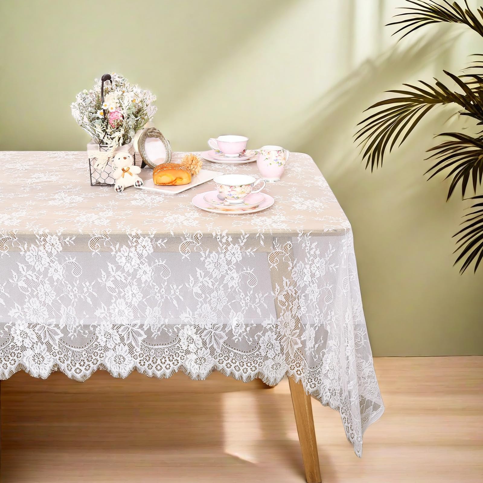 Queendreamlace Tablecloth Rectangular 2 Pieces 60 X 120 Inch White |  Desertcart Seychelles, image size:1600x1600