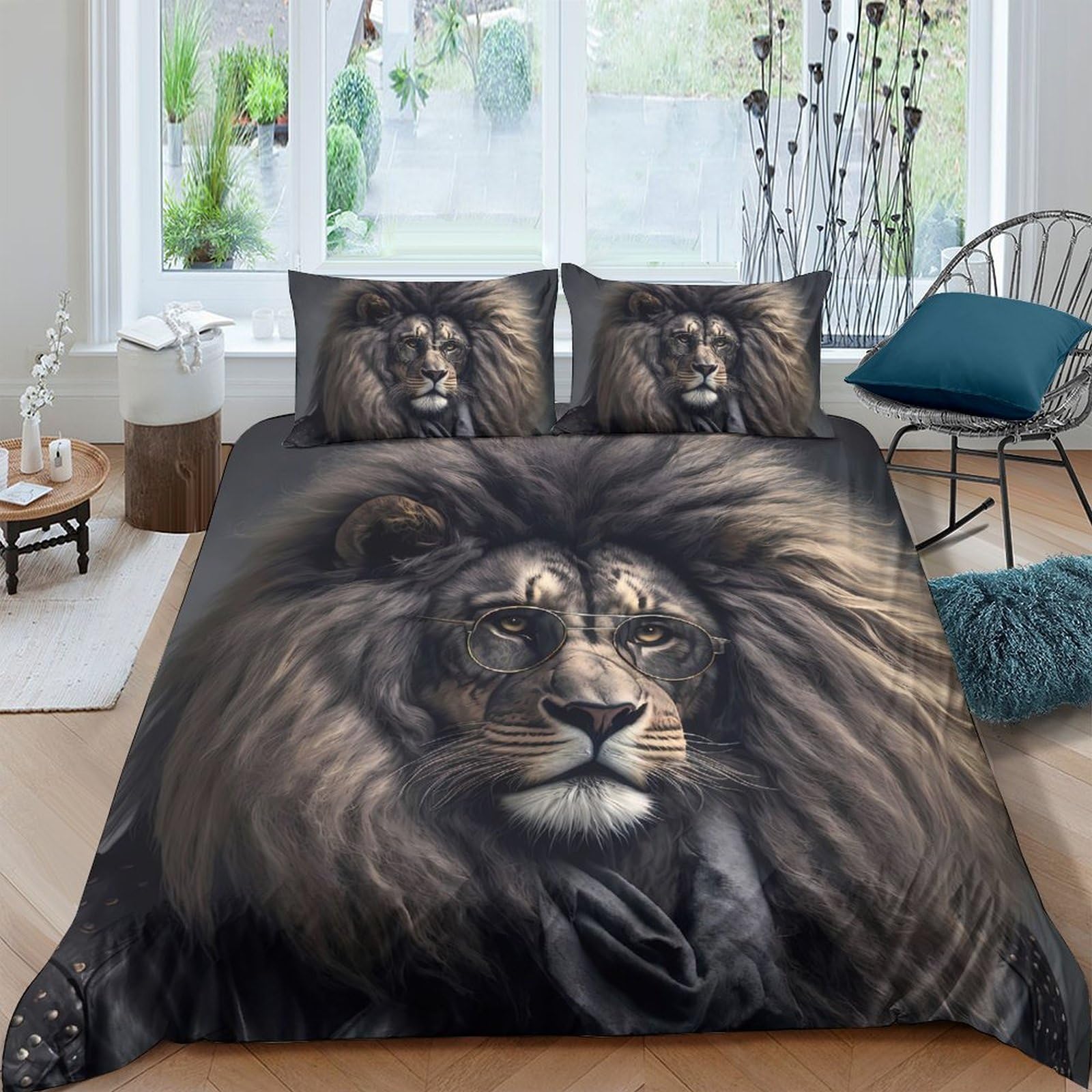 Ctjqhvkz Style-10 3D Printed Lion King Fitted Sheet Microfiber Soft Bed Cover For Bedroom Guest Room Dorm Mattress Decor Single（135X200cm）