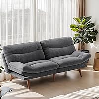 Marsail 66" Grey Corduroy Futon Sofa Bed with Adjustable Backrest & Armrests - Convertible Sleeper Couch for Small Apartments