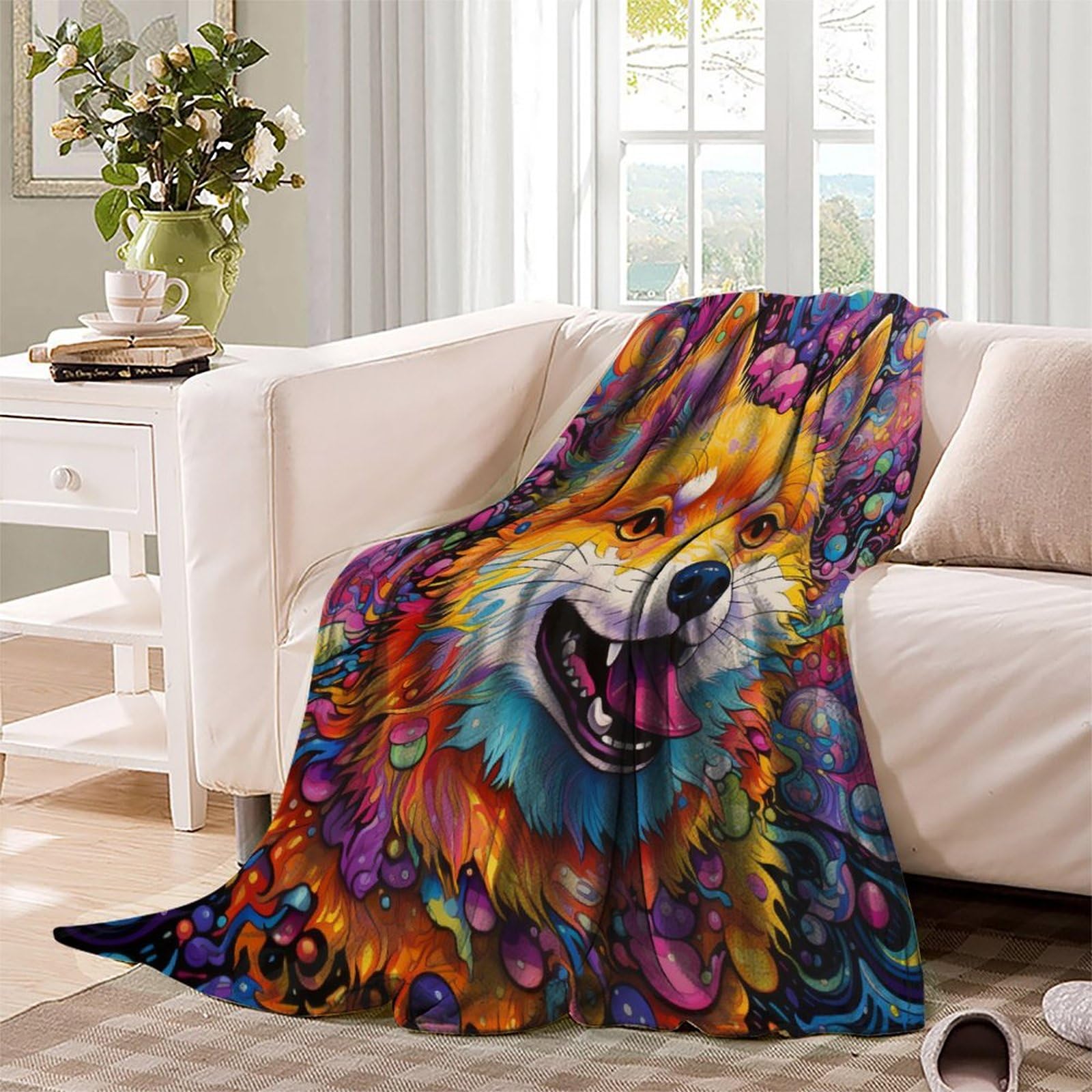 Automne et Hiver Jeté en Peluche pour Chien de Compagnie Couverture Polaire en Flanelle Ultra Douce Couvertures imprimées numériquement 3D Jeté pour canapé-lit Salon 60x80 Pouces (150x200 cm)