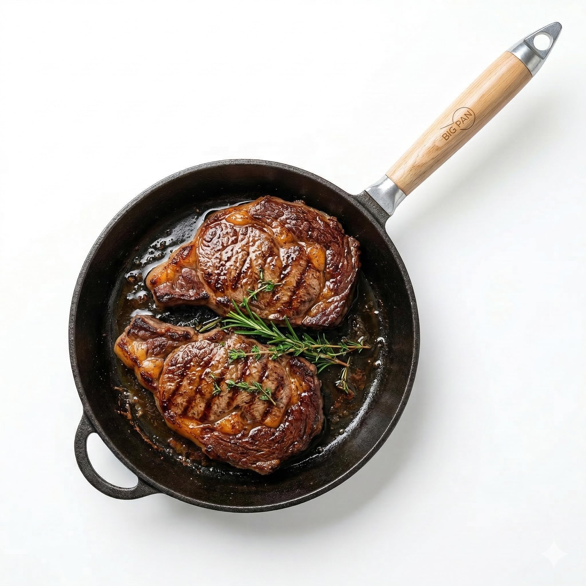 4BIG.fun Sartén de Hierro Fundido para Freír 28 cm 70 mm de alto - Sartén con mango de madera - Sartén apta para barbacoa de gas, horno, fogones y todo tipo de cocinas, incluida la inducción