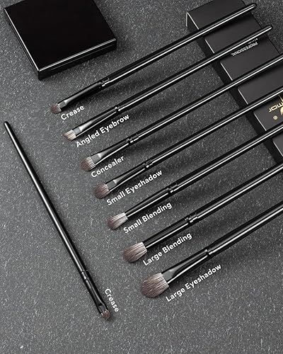 Miniatura 4 de Anmor Juego de 8 brochas para sombra de ojos, 8 brochas profesionales de maquillaje para sombra de ojos, delineador de ojos, corrector de cejas,