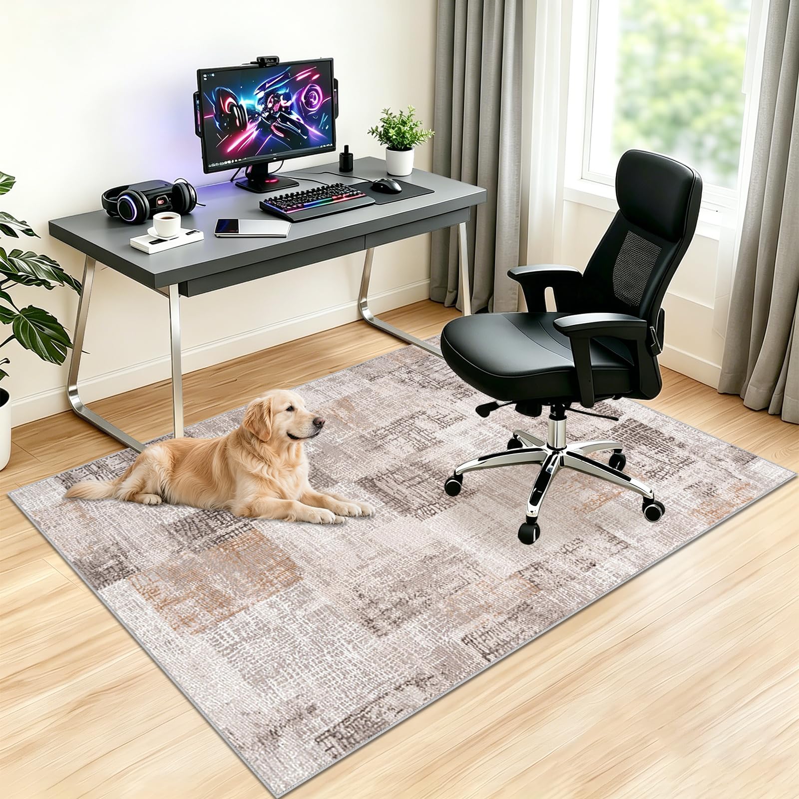 Alfombra Protectora Suelo Silla Ruedas, Alfombra Antideslizante para Sillas de Oficina, Protector de Suelos de Madera, Alfombra Pequeña para Suelos de Oficinas y Estudios 140x190cm