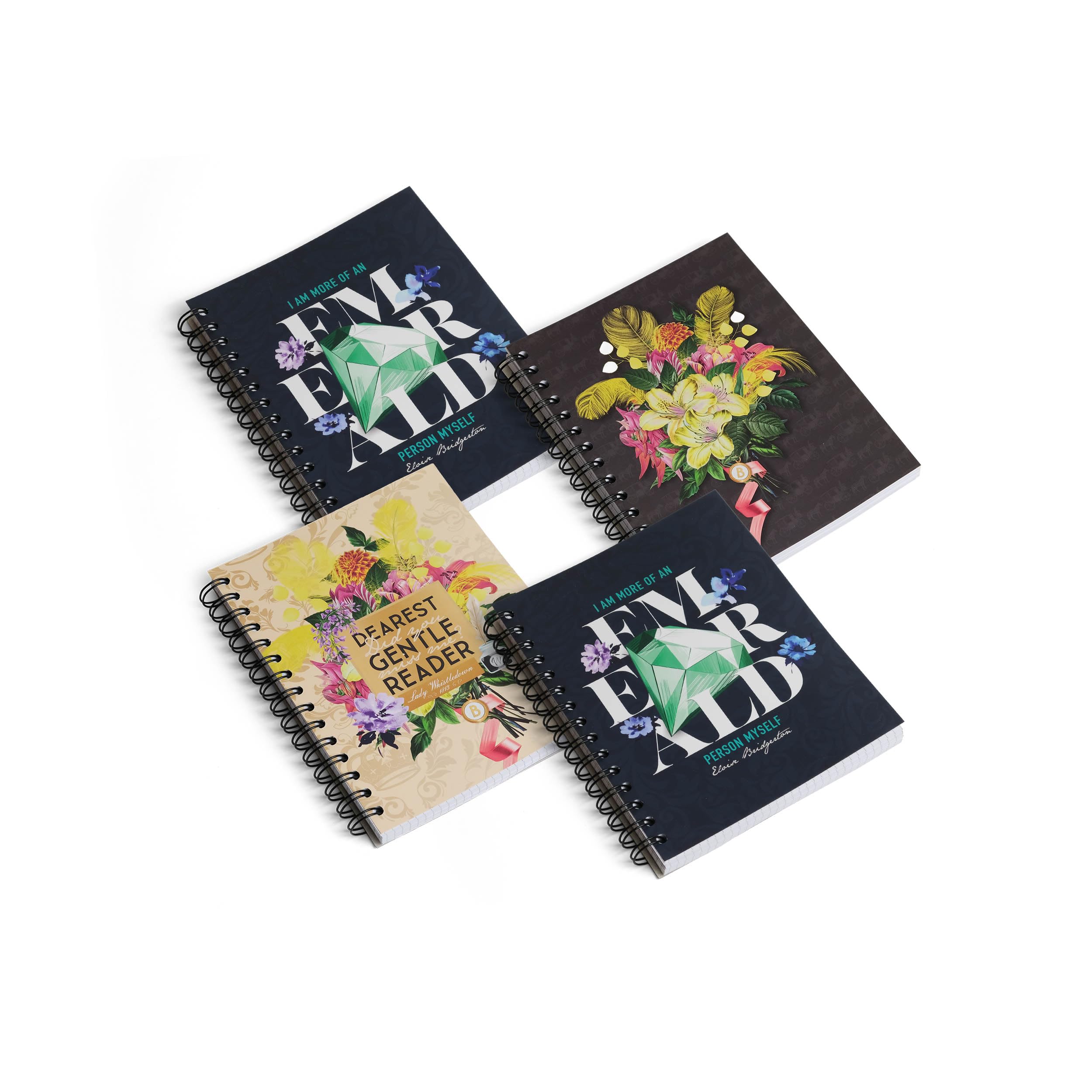 Pigna x Bridgerton, Pack of 3 Spiral Notebooks, High Foliage, Inner 1R, Lined