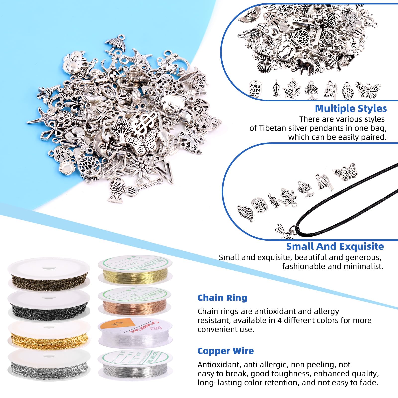GLARKS 950pcs Jewelry Making Supplies Kit with Tools, Pliers, Wires, Findings, Measuring Tools for DIY Earring Necklace Craft, Repair - Image 4