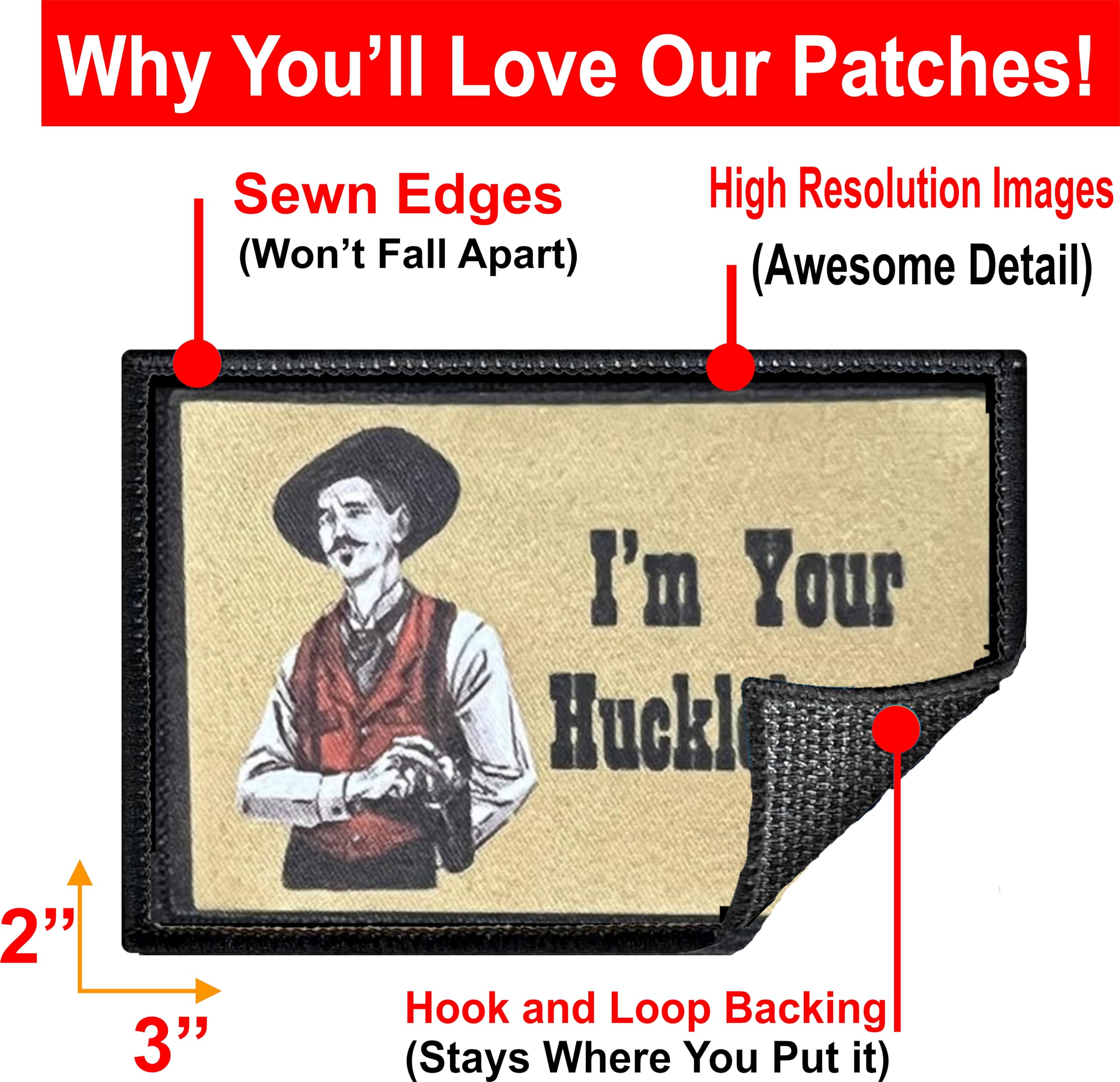 Doc Holiday I'm Your Huckleberry Morale Patch| 2x3 Tombtstone Patch by RedheadedTshirts for Your Plate Carrier, Backpack, hat or tactcial Gear| Made in The USA