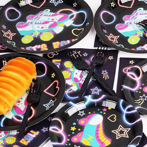 Miniatura 94 de 96 piezas de suministros de fiesta de neón para platos de fiesta, servilletas, vajilla, neón brillante, cumpleaños, pintado, decoración de fiesta