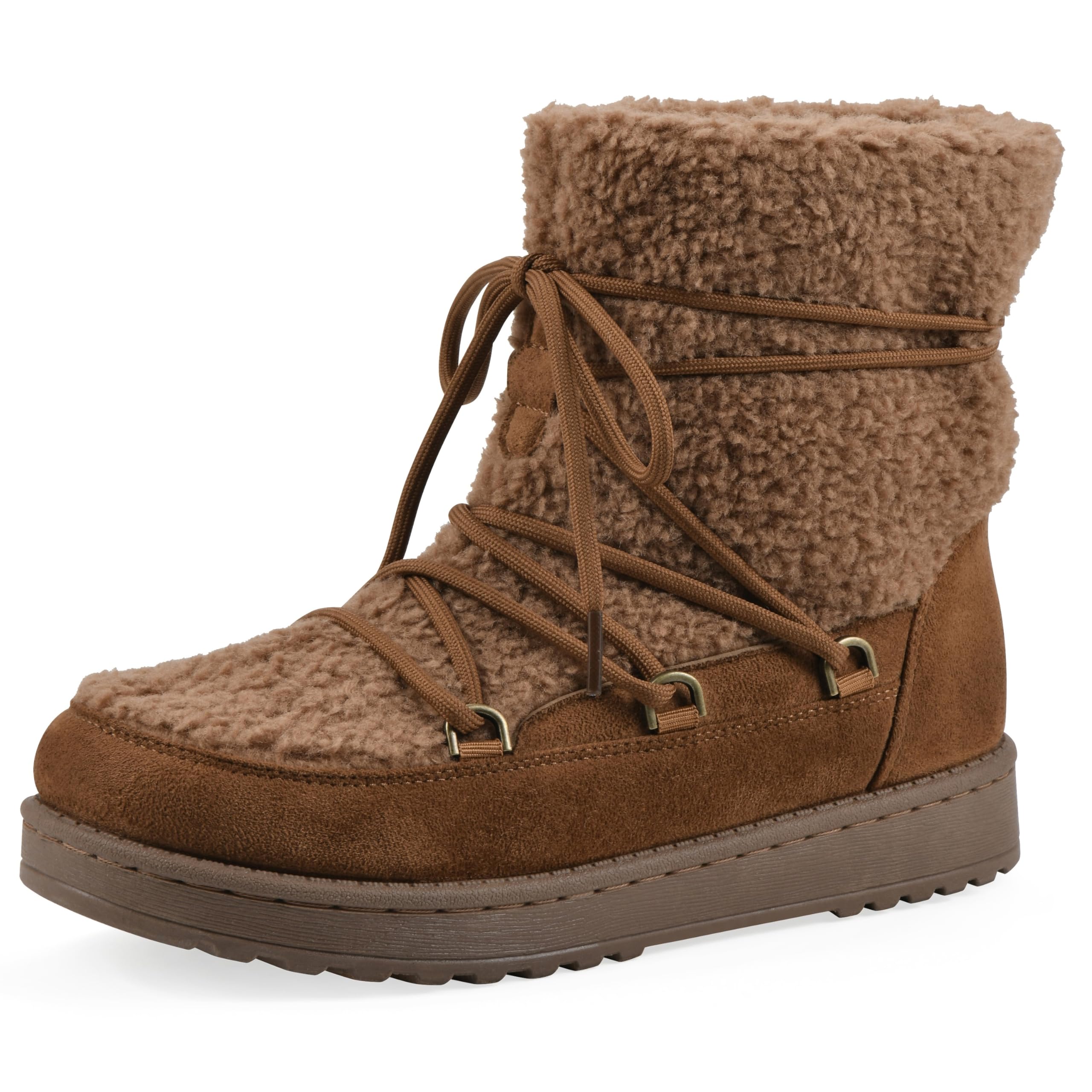 White Mountain Womens Isador Faux Sherpa Lace-Up Boot