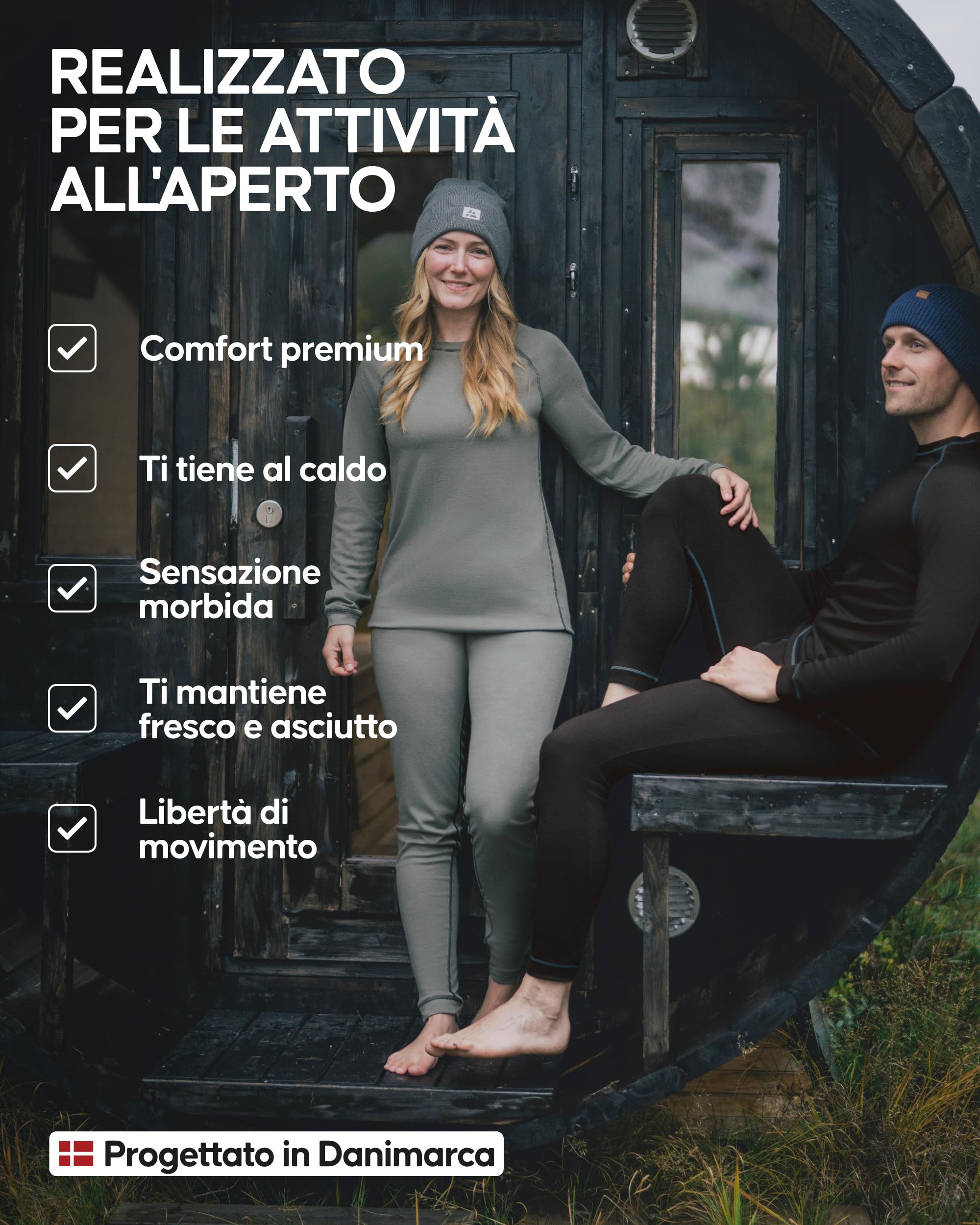 DANISH ENDURANCE Completo Maglia e Pantaloni Termici Uomo e Donna, Intimo Termico per Sci, Trekking