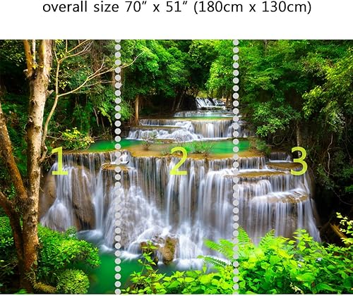 Miniatura 2 de Mural de pared Cascada en bosque profundo, papel tapiz de tela reposicionable para decoración interior del hogar (70 x 51 pulgadas)