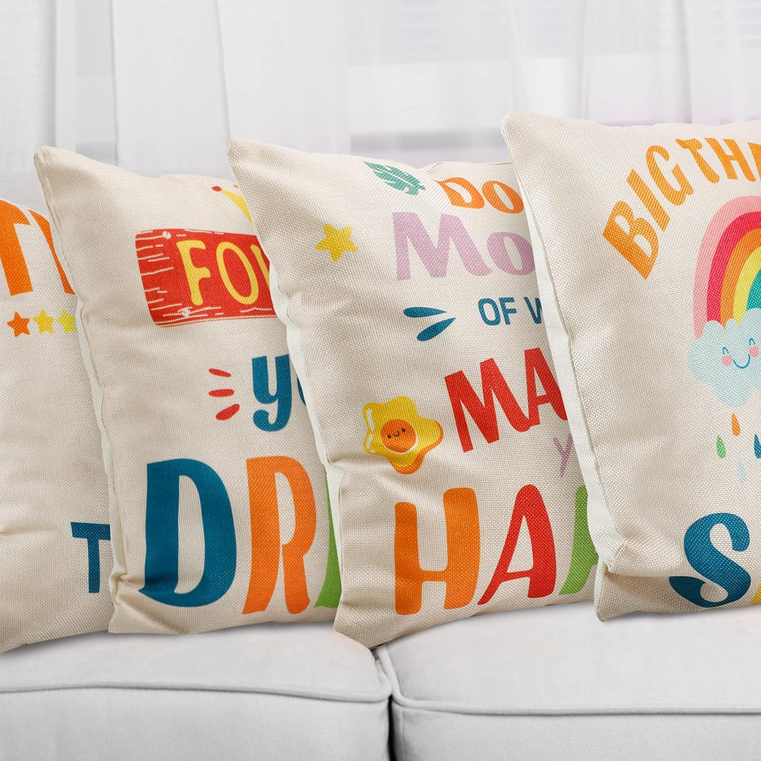 Hosuly 8 Pieces Classroom Pillows Covers 18x18 Inch Inspirational Pillow Covers Quotes Cases for Home Outdoor Reading Corner Bedroom Playroom Kindergarten Couch Floor Sofa(Lovely Style) - Image 4