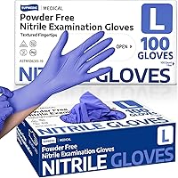 Supmedic Soft Max Nitrile Exam Gloves - Powder-Free Latex-Free Food Safe Blue Disposable Gloves 100 Ct Box
