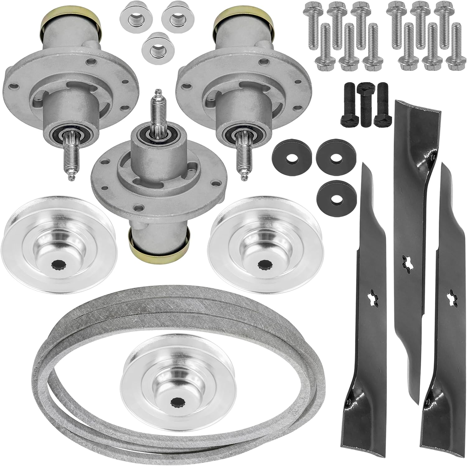 Caltric Spindle Blade Belt Pulley Kit Compatible With Husqvarna GT48Xls GTH26V48Ls Ts348 Yt48Xls