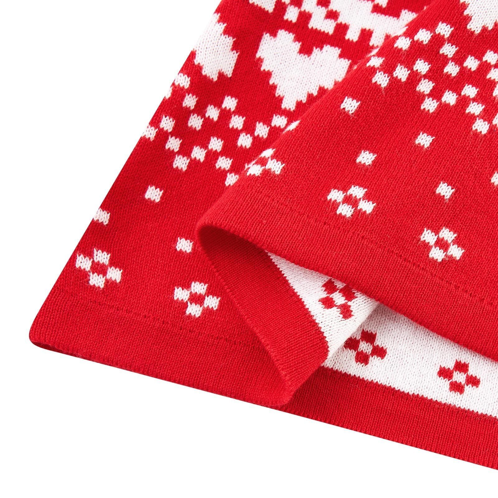 AIDEAONE Świąteczna sukienka z dzianiny dla dziewczynek X-Mas czerwona sukienka sweter sukienka