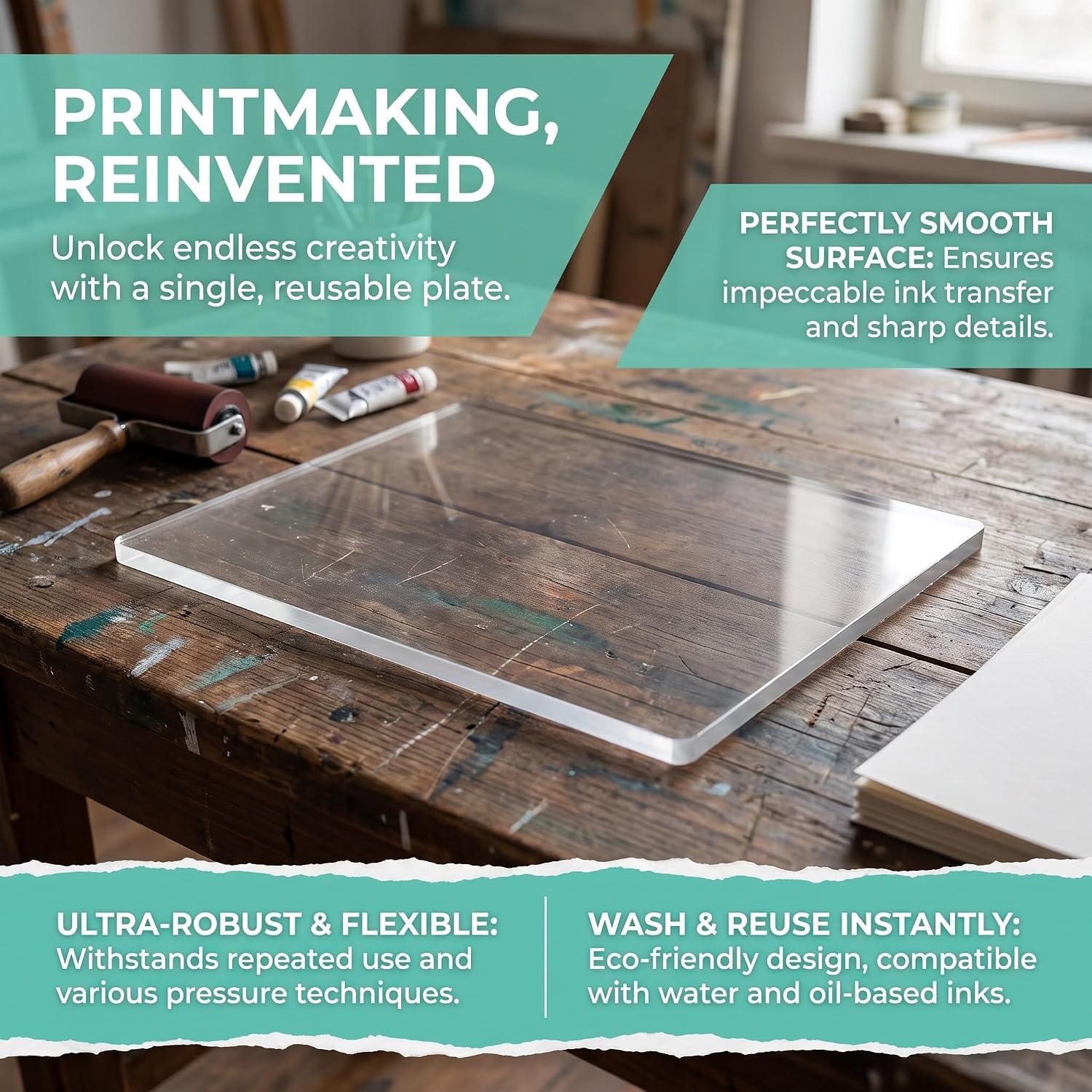 UKCOCO 2pcs A4 Size Reusable Gel Printing Plate for Art Printmaking