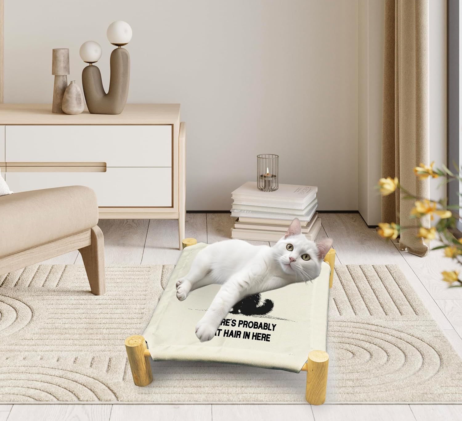 review Cat Hammock Bed, There's Probably Cat hair in Here Cat Beds, Wooden Cat Beds for Indoor Cats, Small Dog Bed, Breathable Indoor Cat Bed for All Seasons, Pet Beds, Pet Sleeping Beds, Black Cat Bed