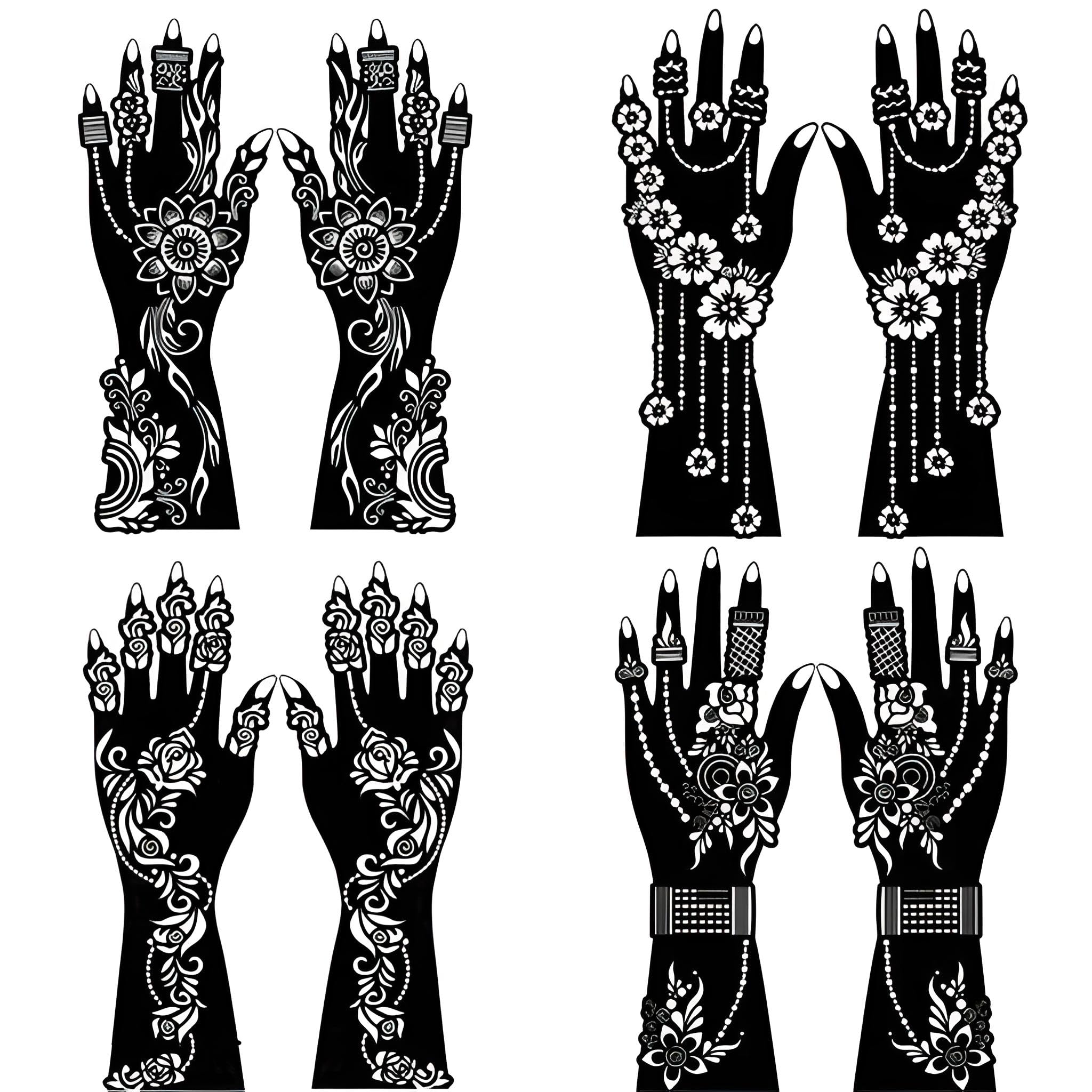 Temporary Mehndi Hand Design Stencil Sticker for Women and Girls Easy Apply Arabic Floral Mehendi Tattoo for Wedding Festival and Party Single Use (Design 10)-image-8