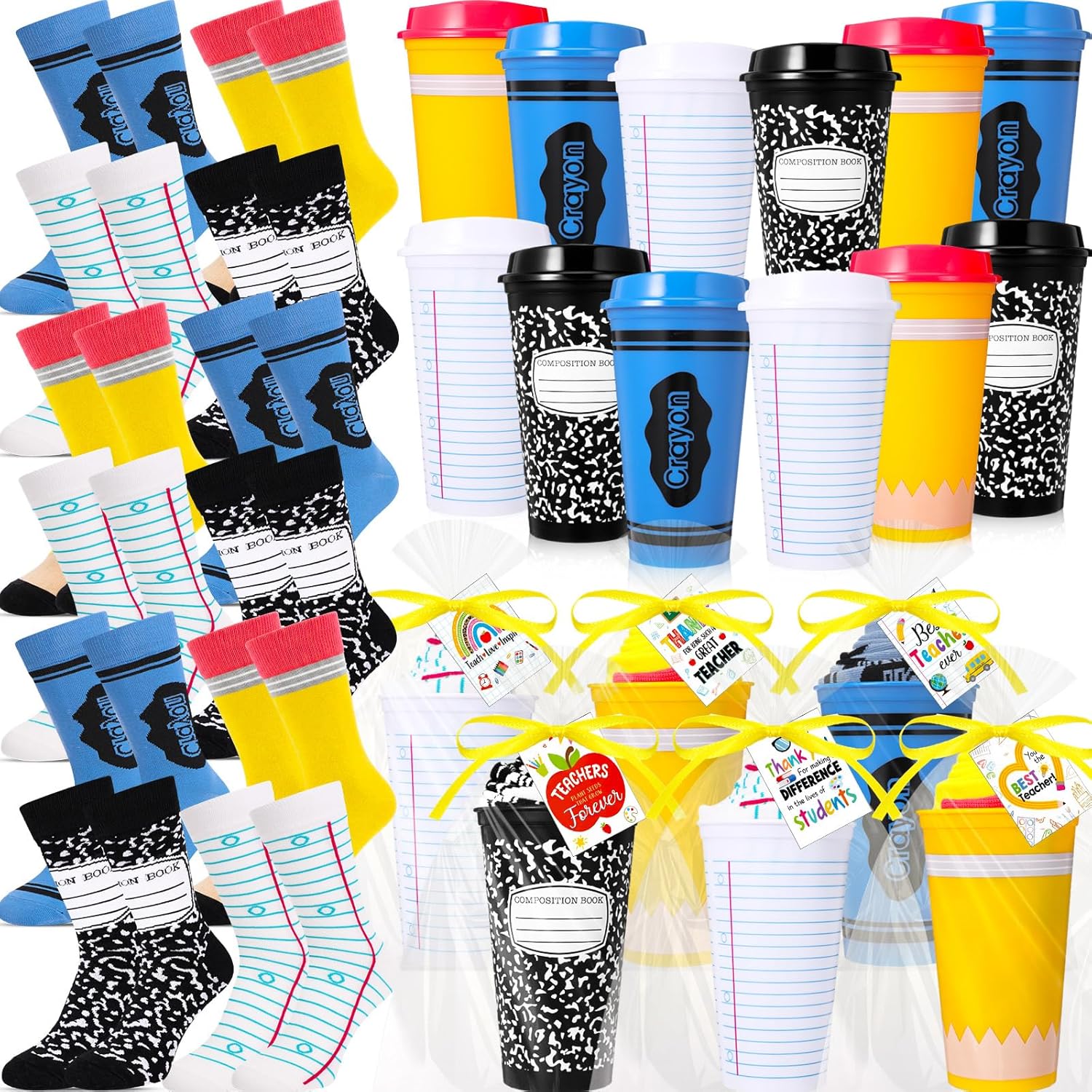 Cutecrop Nurses' Day Teachers' Day 16 oz Coffee Cup Fuzzy Socks Set with Cards for DIY Women Nurses Teachers Gifts
