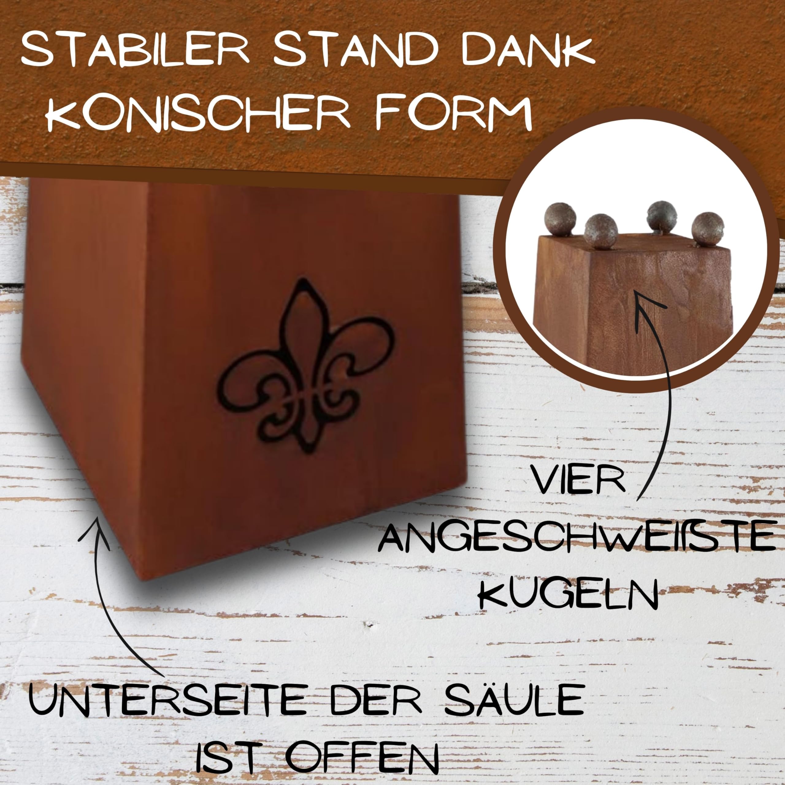 Rostikal Blumensäule 110 cm mit runder Pflanzschale 47 - Gartendeko Für Draußen Wetterfest, Deko Garten, Garten Deko Draußen - Wetterfeste Deko Für Ihren Outdoor-Bereich