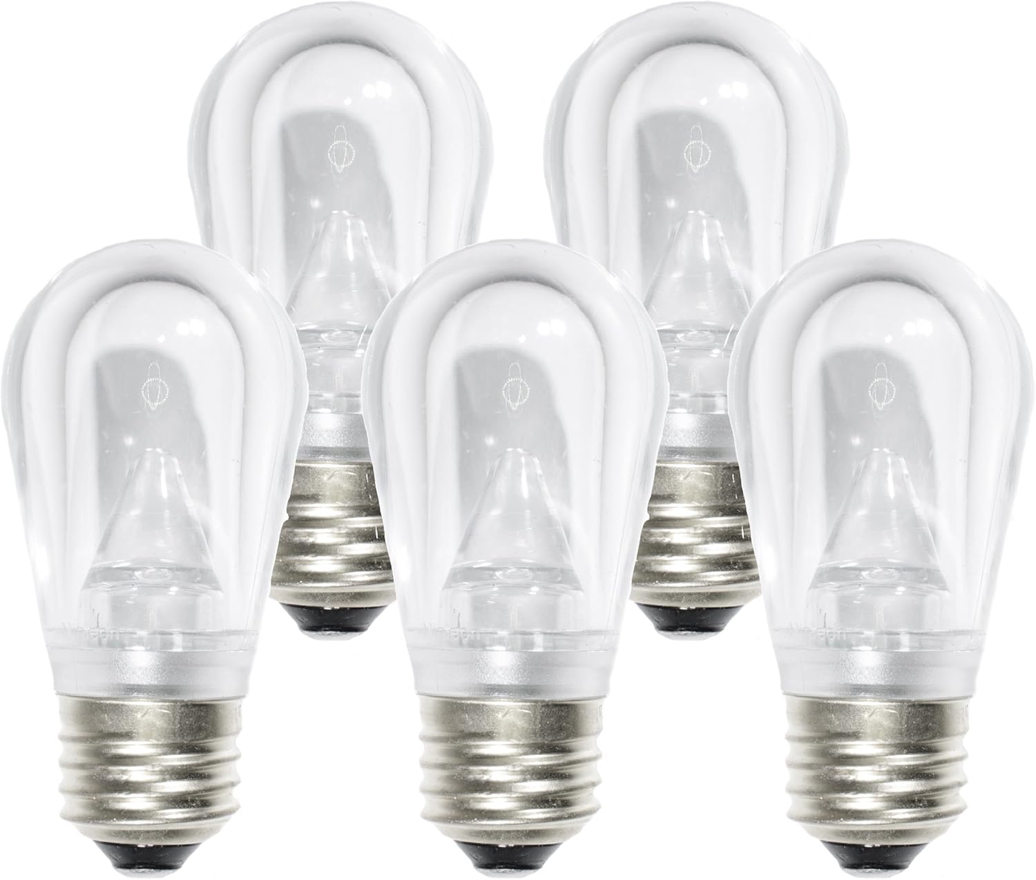 Holiday Lighting Outlet LED Smooth S14 Cool White Replacement Light Bulbs for E26/Standard Base Sockets, Energy Efficient Commercial Grade, 5 Diode 0.80 Watt (LED) Bulb. Pack of 25 Bulb