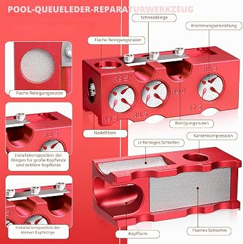 11 in 1 Pool Cue Tip Maker Professional Cue Stick Tool Set for Billiard Enthusiasts Pool Cue Shaper Accessories for Replacement and Shaping Cue Tips