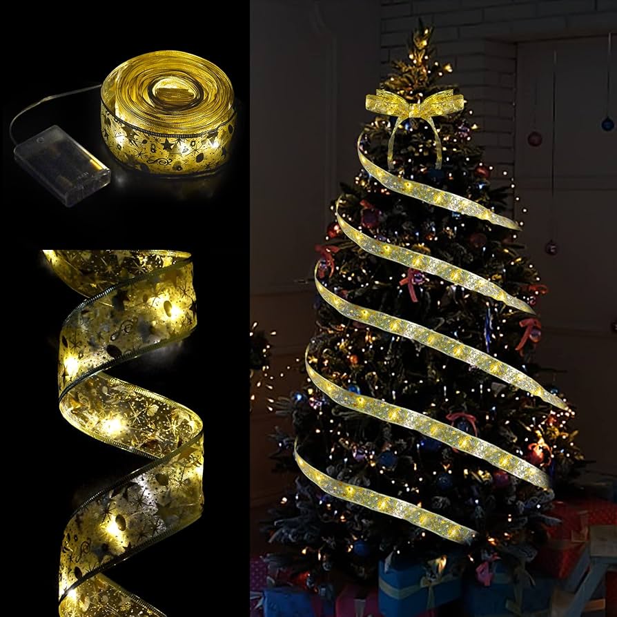 Christmas ribbon string lights Outlet