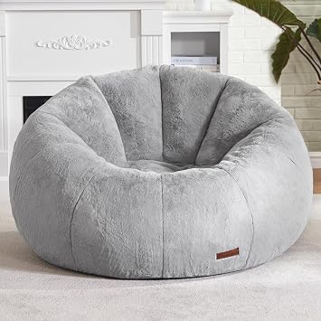 Hobestluk Bean Bag Chairs Large Bean Bag Couch for Adults Stuffed Lazy Sofa Chair Comfy Floor Chair with Spacious Design for Reading, Gaming or Relaxing Grey