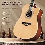 CAHAYA Acoustic Guitar Beginner Kit - 41in Adult All Wood Starter Set Includes with Thickened Gig Bag Capo Pickguard Strings Picks Strap for Kids Teenager Students Natural