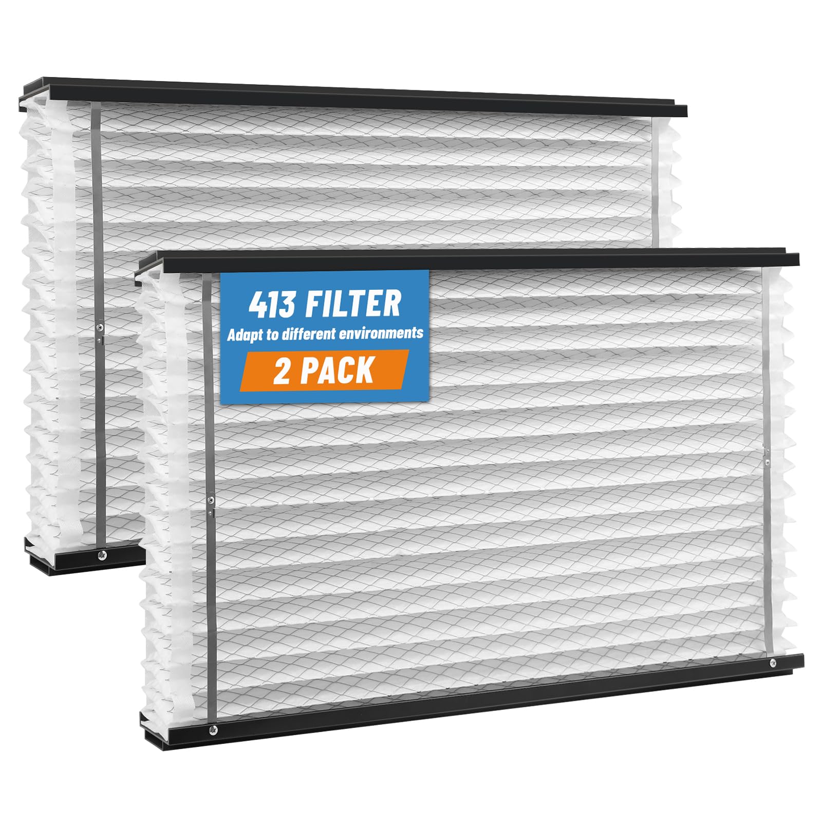 2-Pack 413 Replacement Filter, Compatible with Aprilaire 1410, 1610, 2140, 2416, 3410, 4400, 16x28x4 Inches MERV 13 Furnace Air Filter
