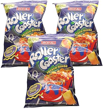 Jackn Jill, Roller Coaster Cheddar Cheese Potato Rings Pack of 3, Imported from The Philippines, 7.94 oz each