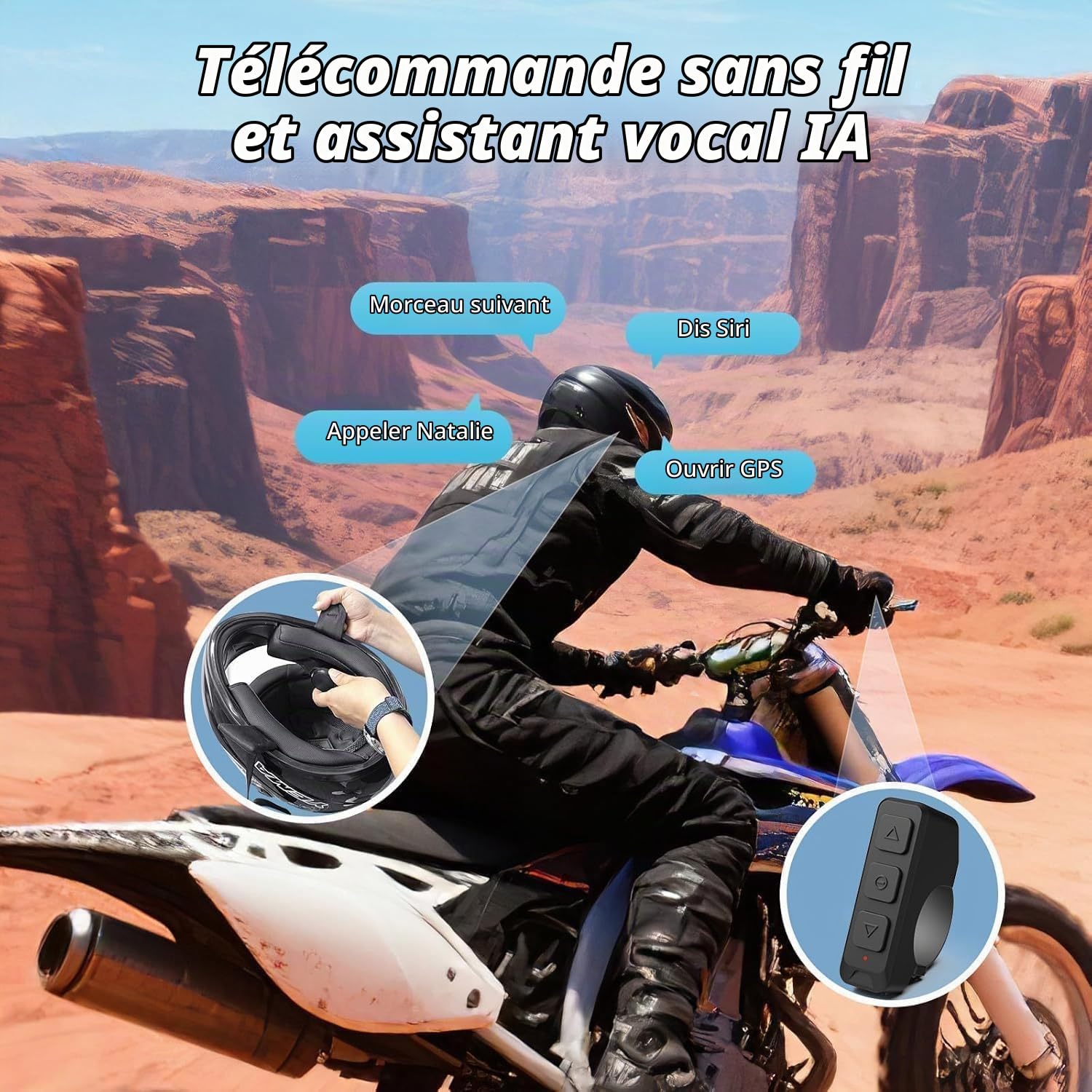 OBEST Écouteurs TWS Bluetooth pour Casque Moto, Bluetooth 5.3 avec ANC Réduction Active du Bruit, Boîtier de Charge Batterie 1900mAh, Montage Rapide Tous Casques