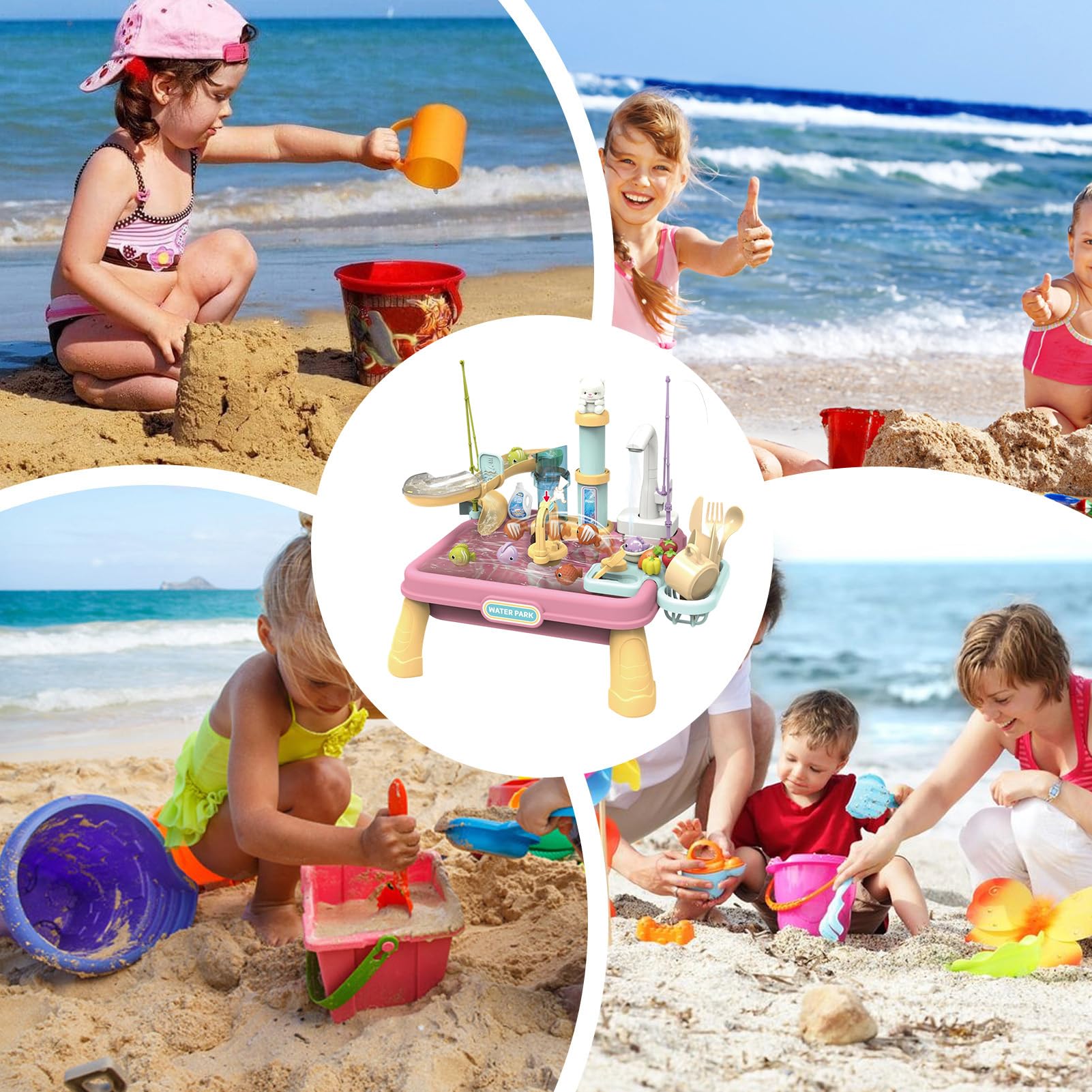 Juego de Juguetes de Mesa de Agua Juego,Mesa de Juego al Aire Libre para Actividades acuáticas | Interactivo para Exteriores