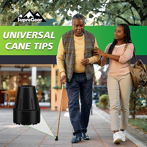 Miniatura 7 de supregear Puntas de caña de 34 pulgadas, paquete de 2 puntas de repuesto de goma resistente para bastones, muletas, bastones, puntas antideslizantes