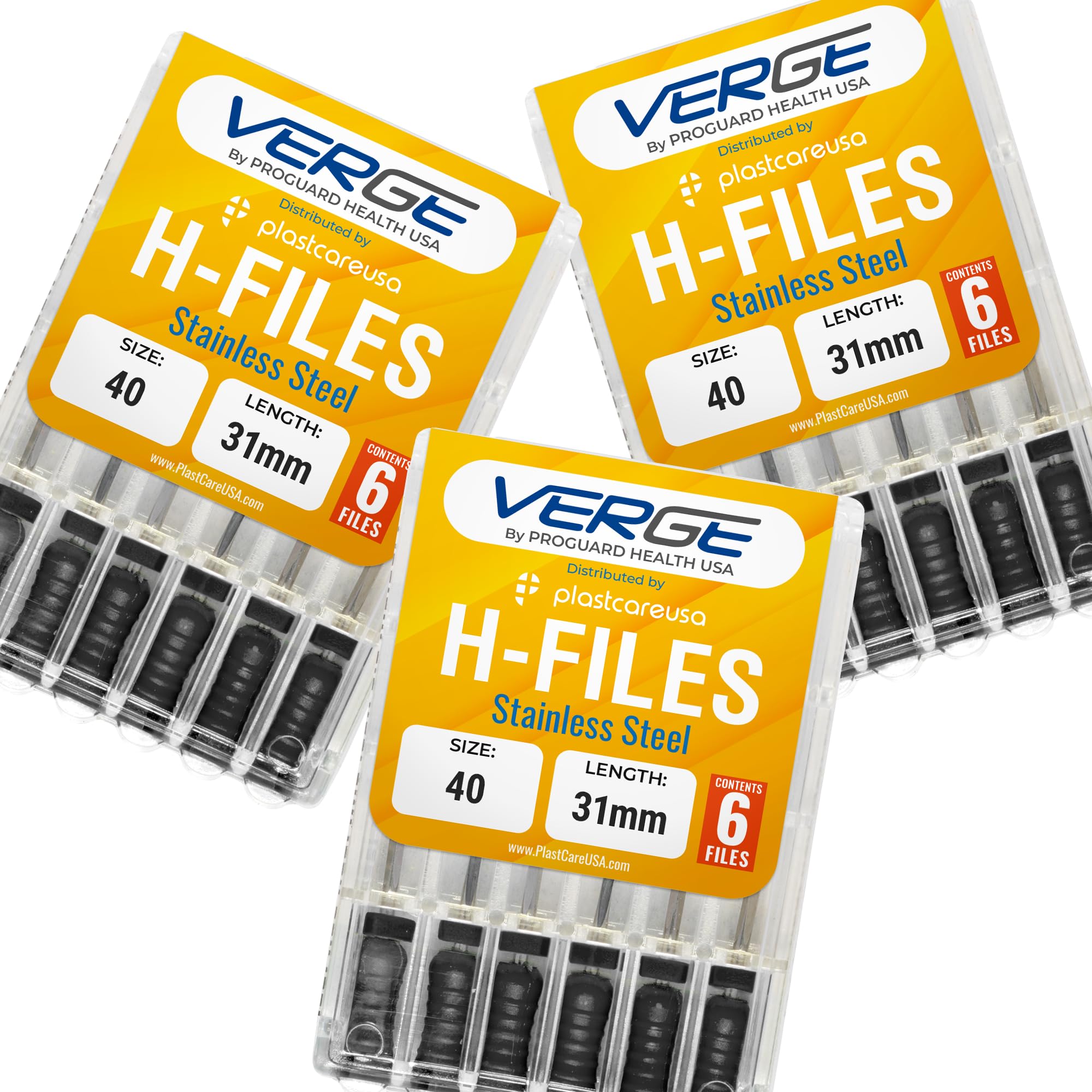 Dental Endodontic 31mm Endo H Files (3 Packs of 6) (18 Total Stainless Steel Hedstrom Files) (#40 Black)