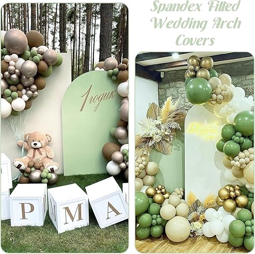 Miniatura 6 de Cubierta de arco de boda ajustable de elastano de 7.2 pies, cubierta de fondo de arco verde salvia, cubierta de fondo redonda para boda, fiesta de