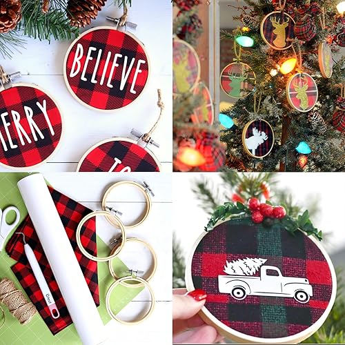 Miniatura 7 de Similane 12 aros de bordado de 4 pulgadas, aro de bambú para bordado y punto de cruz, mini aro de bordado perfecto para decoración de Navidad