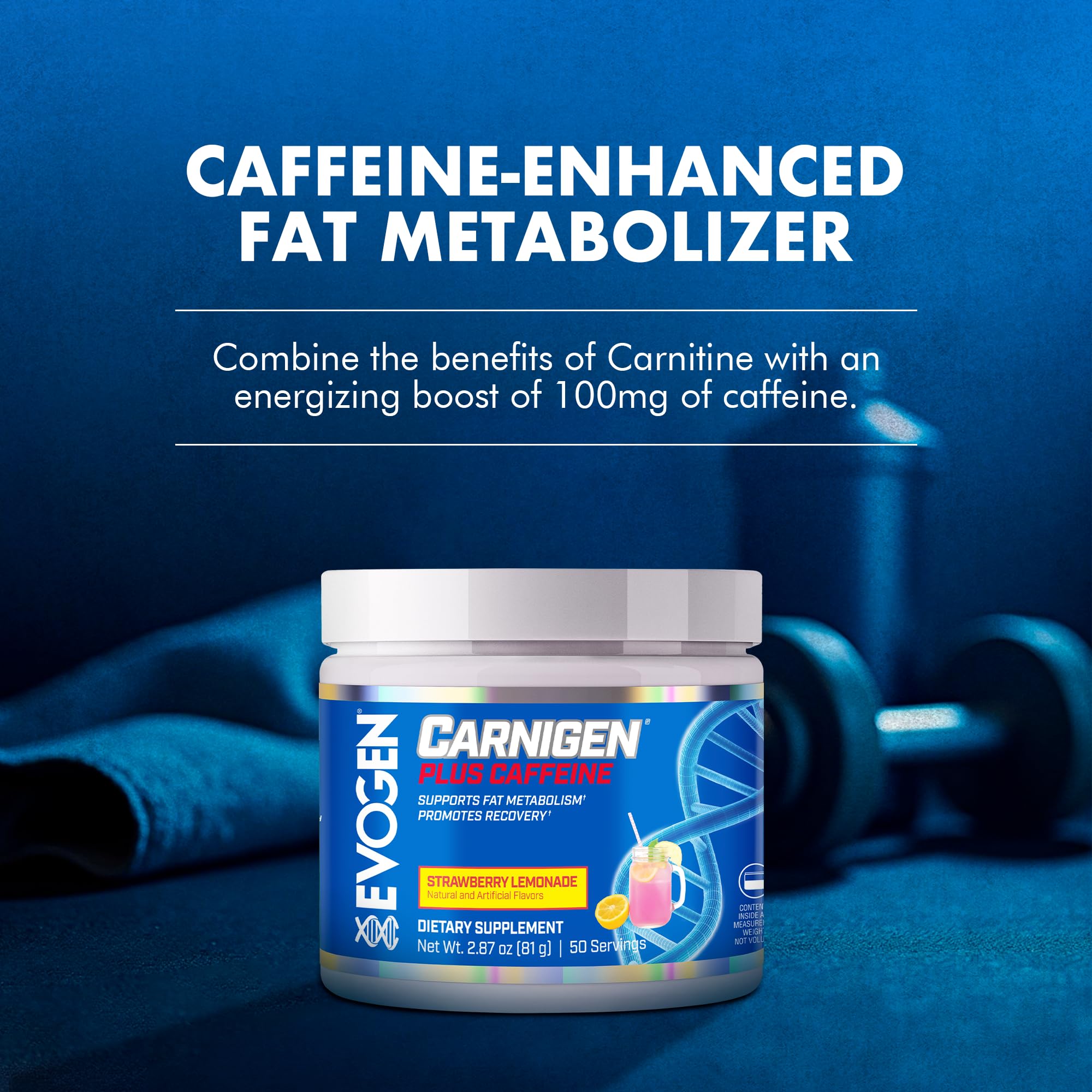 Amazon.com: Evogen Carnigen Plus Caffeine - Premium Carnitine Powder |  Supports Fat Metabolism & Promotes Recovery | L Carnitine Supplement with  Caffeine & Acetyl L-Carnitine | Strawberry Lemonade | 50 Servings : Health  & Household