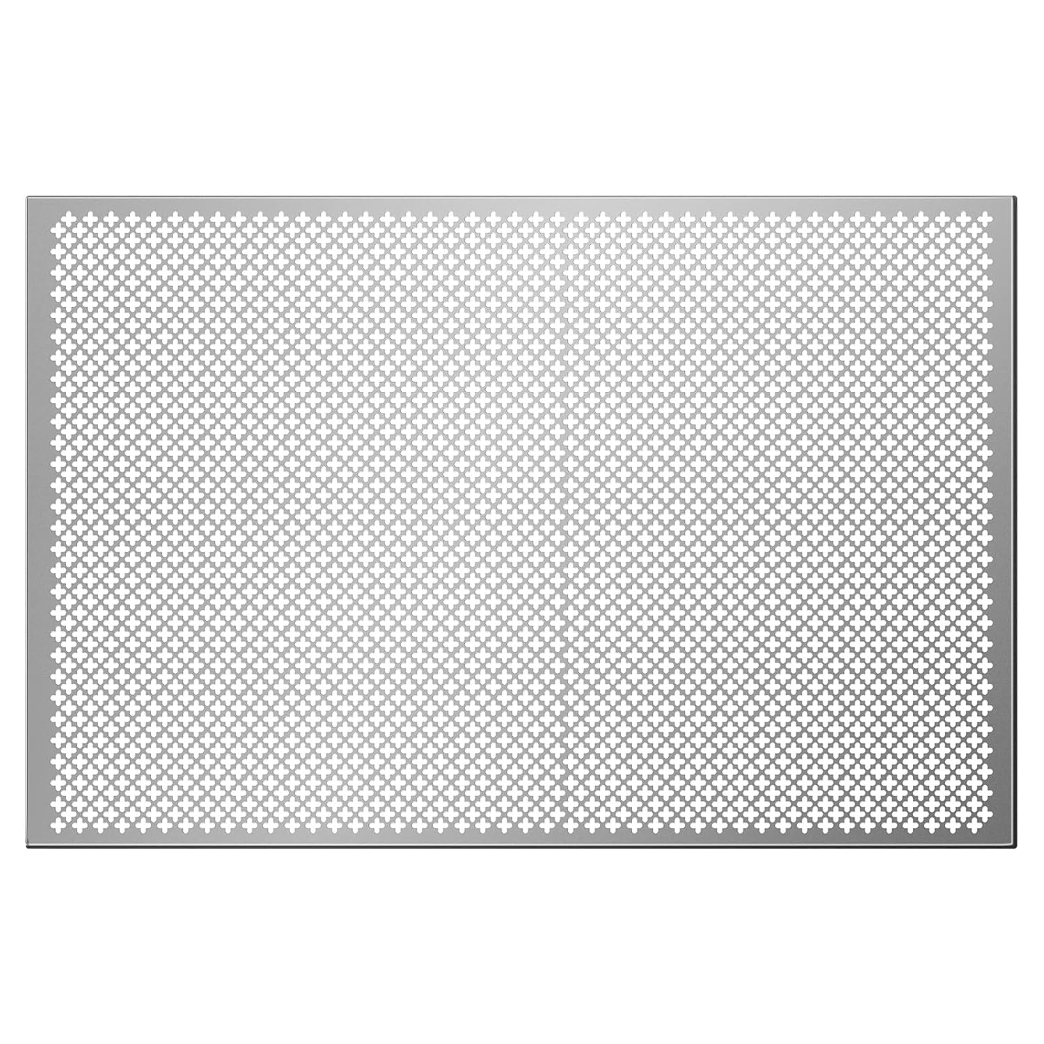 Gisafai 1 Pcs Cloverleaf Aluminum Sheet 2 Feet by 3 Feet Perforated Metal Sheets 0.02 Inch Thick Metal Mesh Aluminum Sheet Decorative for Indoor Outdoor (Silver) 2 Feet by 3 Feet Silver 1