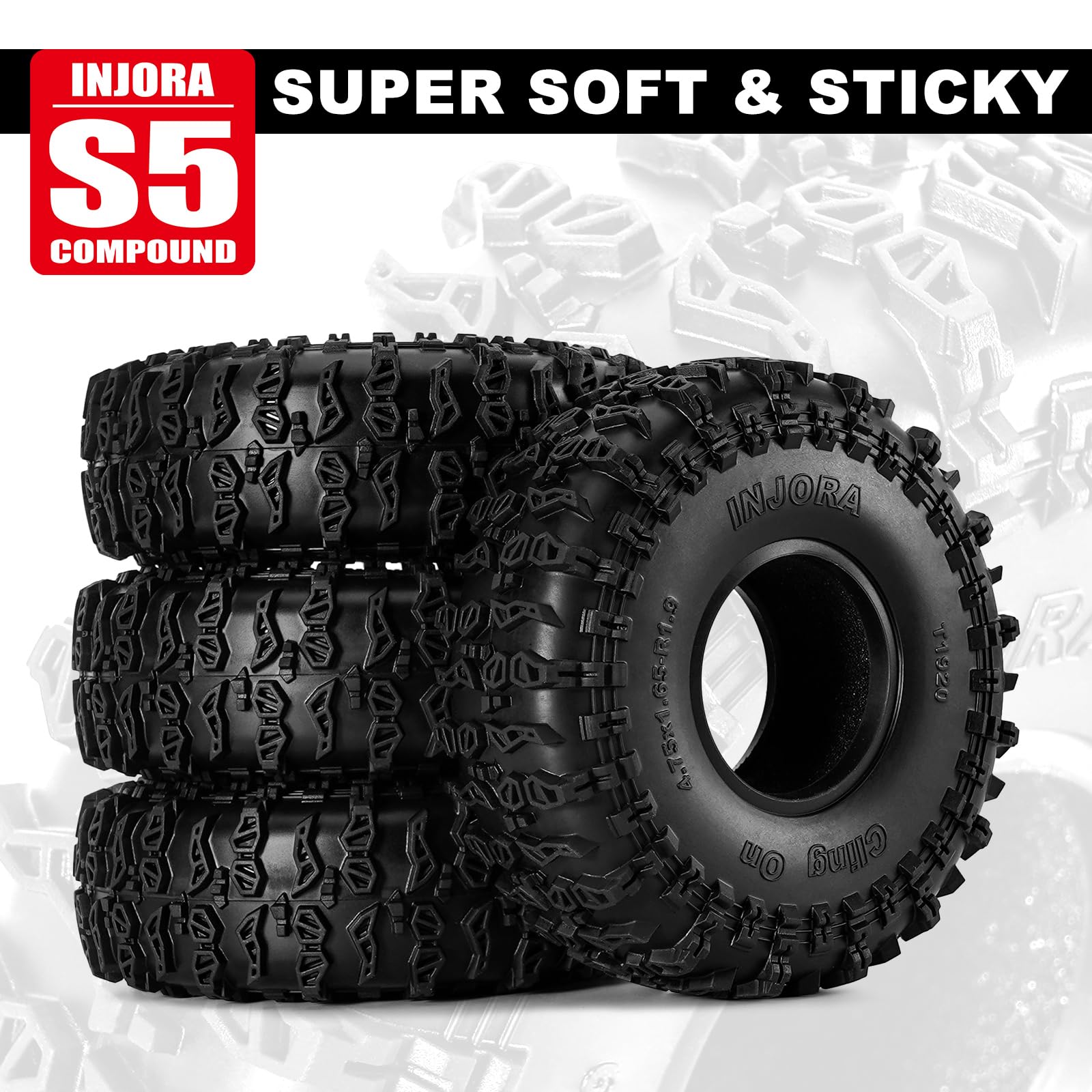 INJORA 1,9 Reifen MAVERIX R/T-Reifen 120 * 42 mm für TRX4 SCX10 1/10 RC Crawler Upgrade (T1925