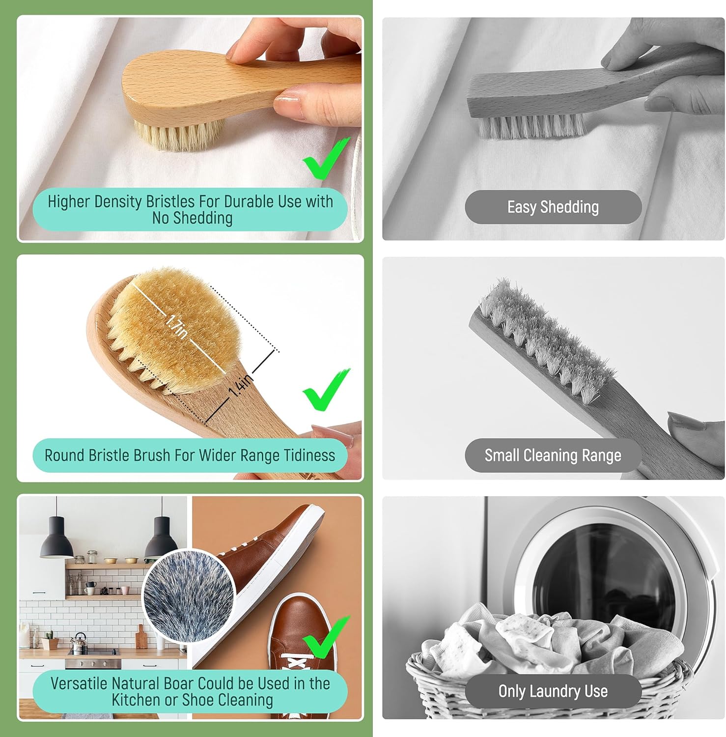 【完売必至】GROOMAGE 洗濯用ステインブラシ 天然イノシシ毛 洗濯クリーニングブラシ 繊細な生地用 ダメージなし 靴 掃除 洗濯に最適 ダイヤル式シューズ
